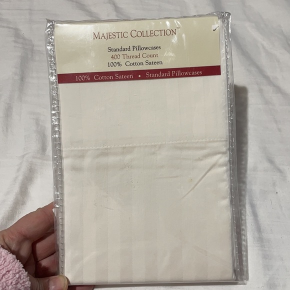 Majestic collection ivory sateen cotton stripe on stripe nwt standard size - Picture 1 of 7